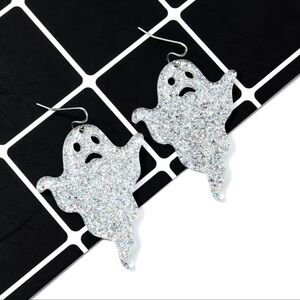 Sparkling Ghost Halloween Dangle Earrings